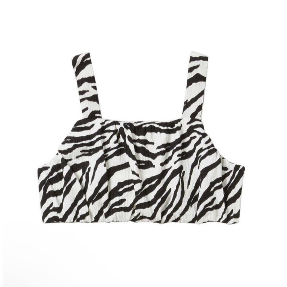 ⚜️2/$10 NWT - Zara Girls Textured Black/White Zebra Print Cropped Tank - Size 10
